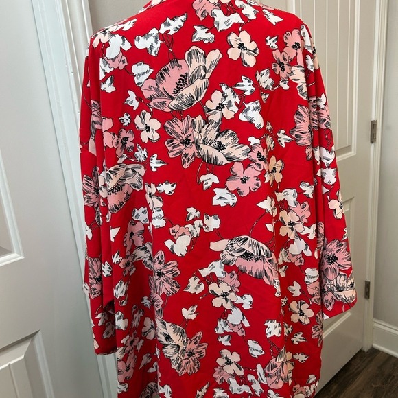 ROZ & ALI Woman Floral Print Red Kimono Cardigan Style Top 3X - Picture 5 of 6